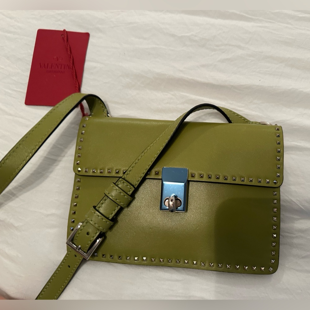 Valentino Olive Green Studded Crossbody Bag